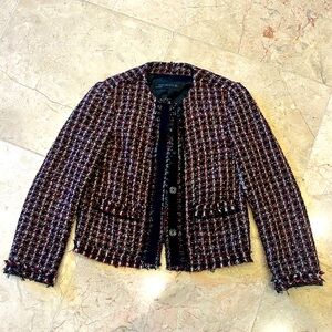 Zara tweed red black silver perfect for holidays jacket❤️